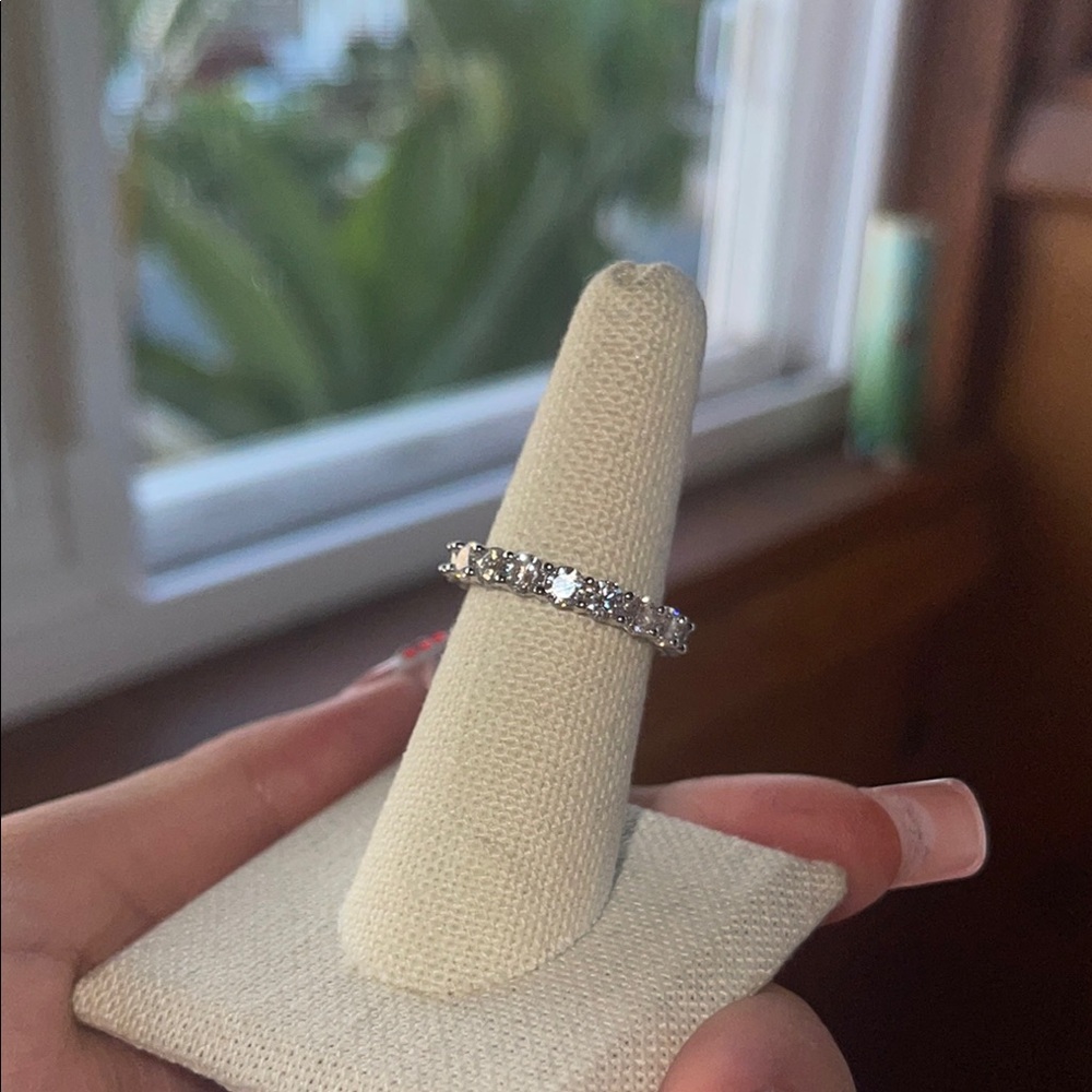 Elegant Silver Crystal Eternity Ring - White